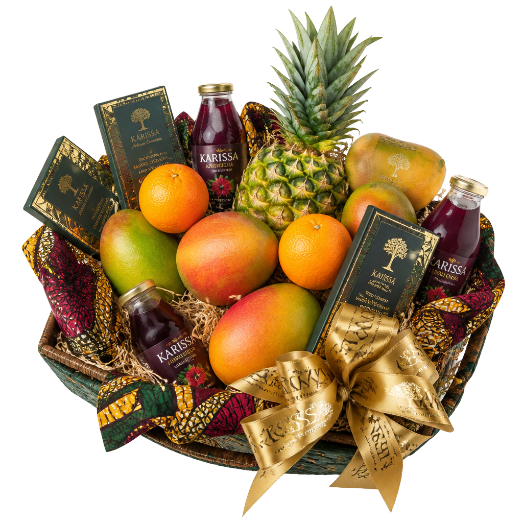 Panier Pass Kado — fruits frais, tissus wax, produits artisanaux